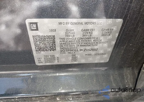 2019 GMC Sierra 1500 At4 from USA, damaged, VIN 1GTP9EEL3KZ152552